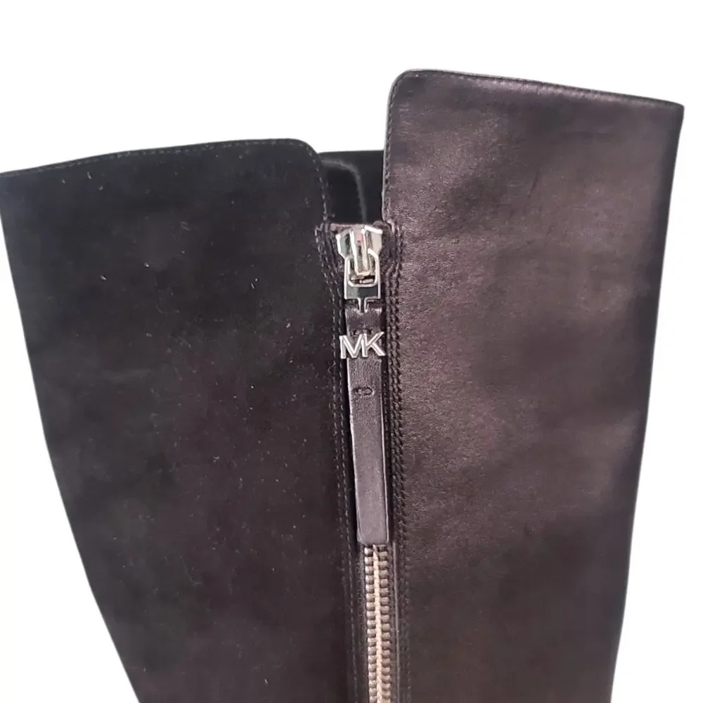 Michael Kors Clara Black Wedge Boots Size 6 GUC 15" Shaft Vachetta Leather - Picture 5 of 9